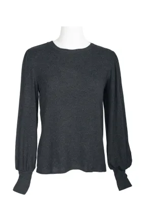 Catherine Malandrino Crew Neck Long Sleeve Elastic Cuff’s Solid Knit Top