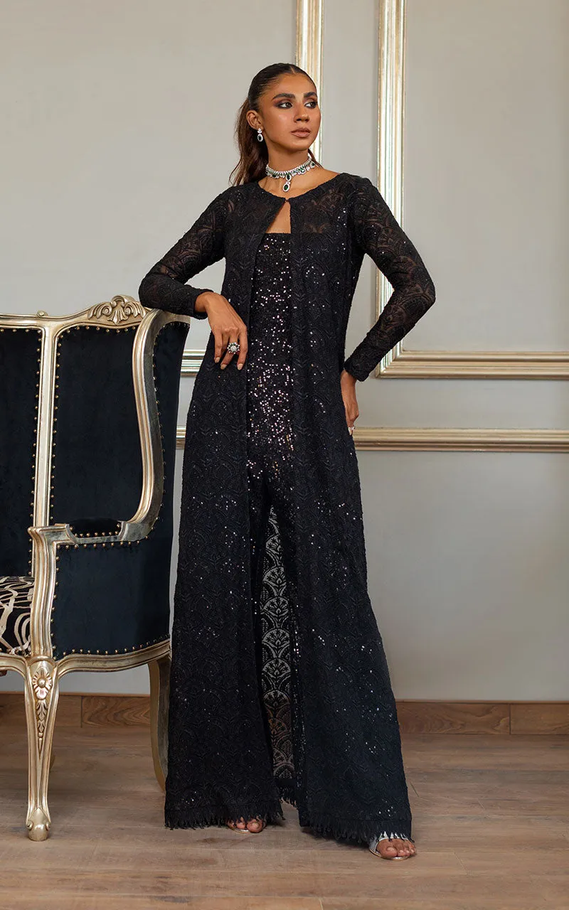 Chiffon Embroidered Jacket With Jumpsuit