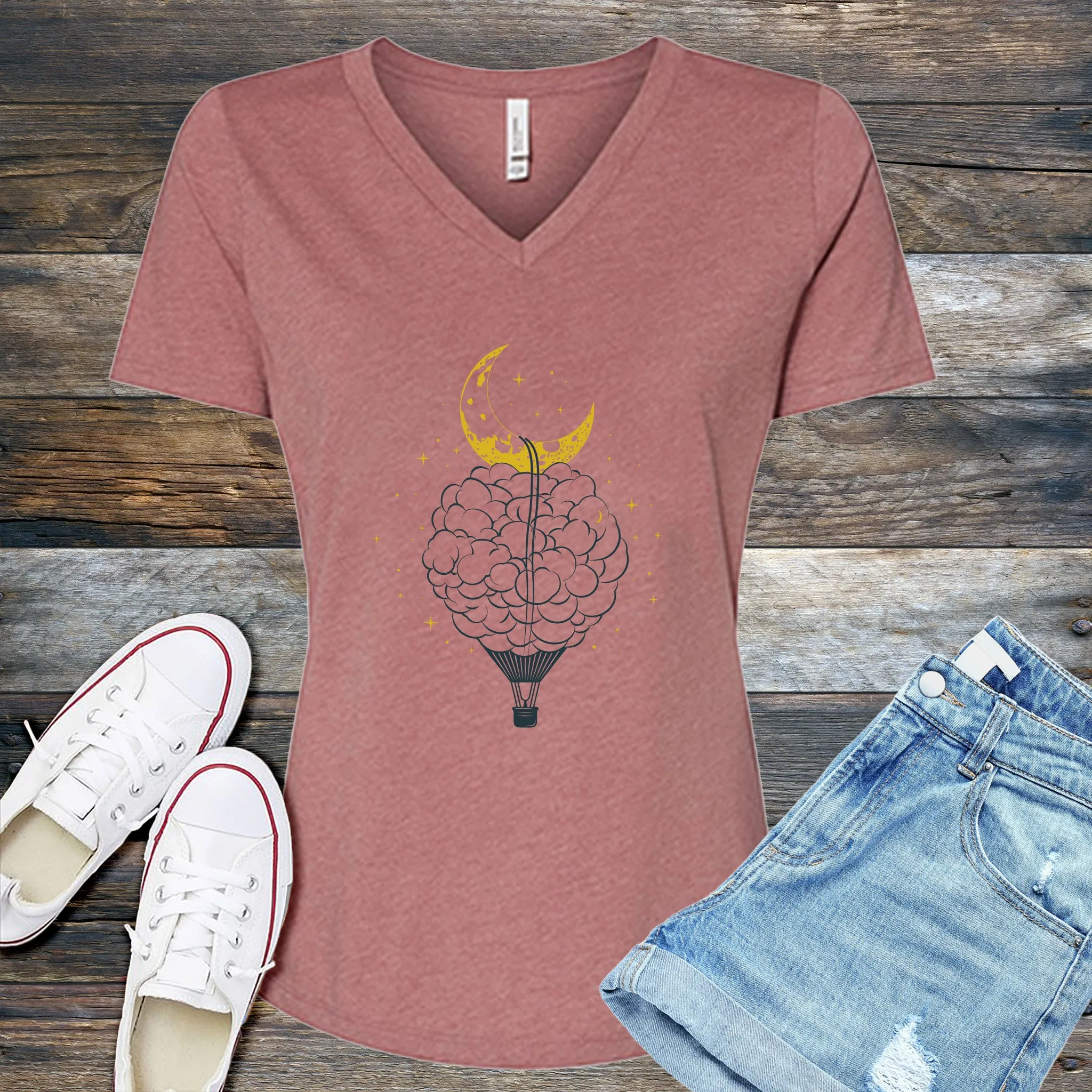 Cloud Hot Air Balloon V-Neck