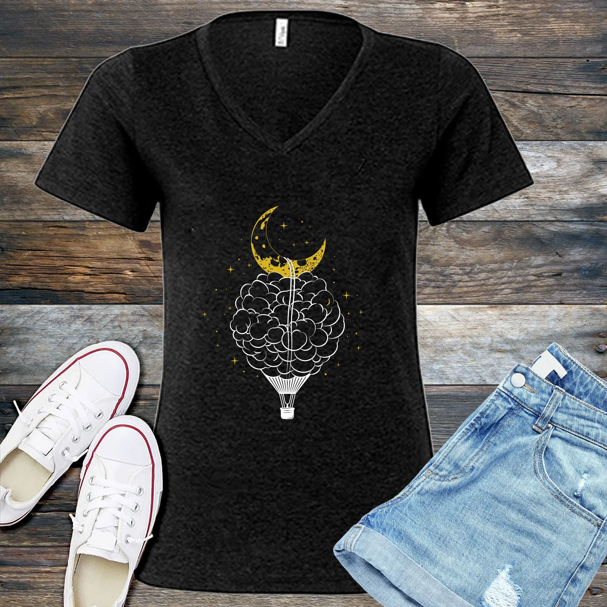 Cloud Hot Air Balloon V-Neck