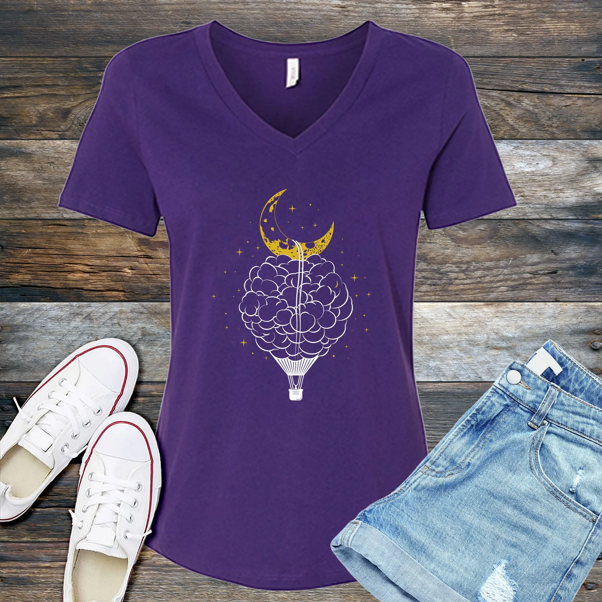 Cloud Hot Air Balloon V-Neck