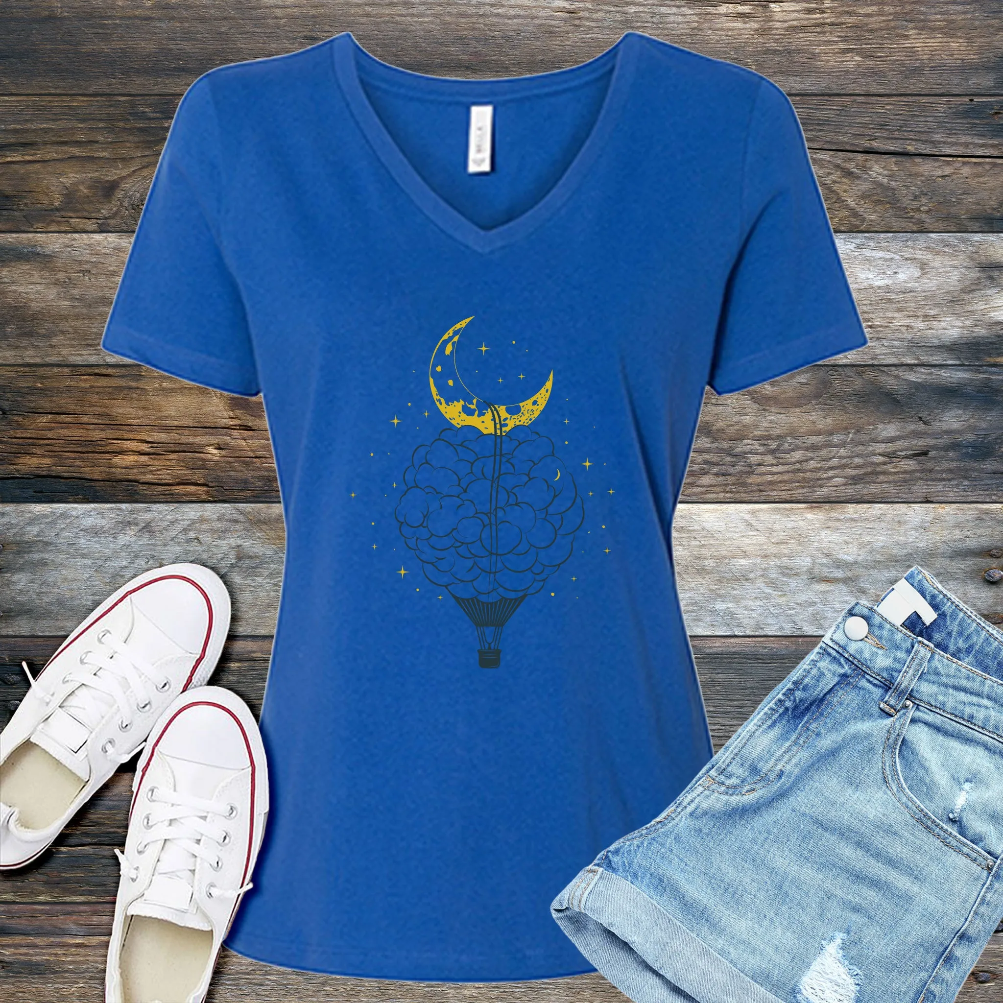 Cloud Hot Air Balloon V-Neck
