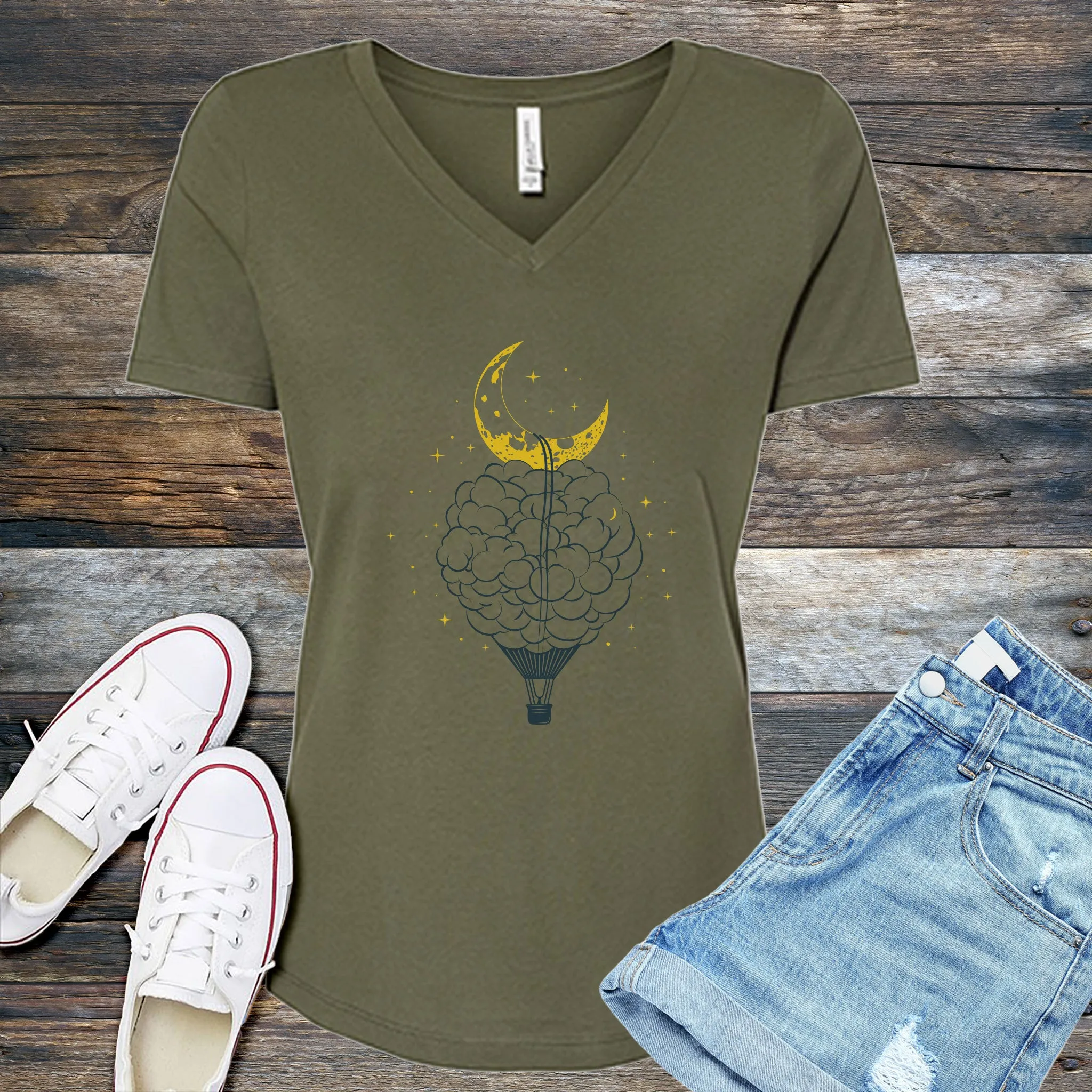 Cloud Hot Air Balloon V-Neck