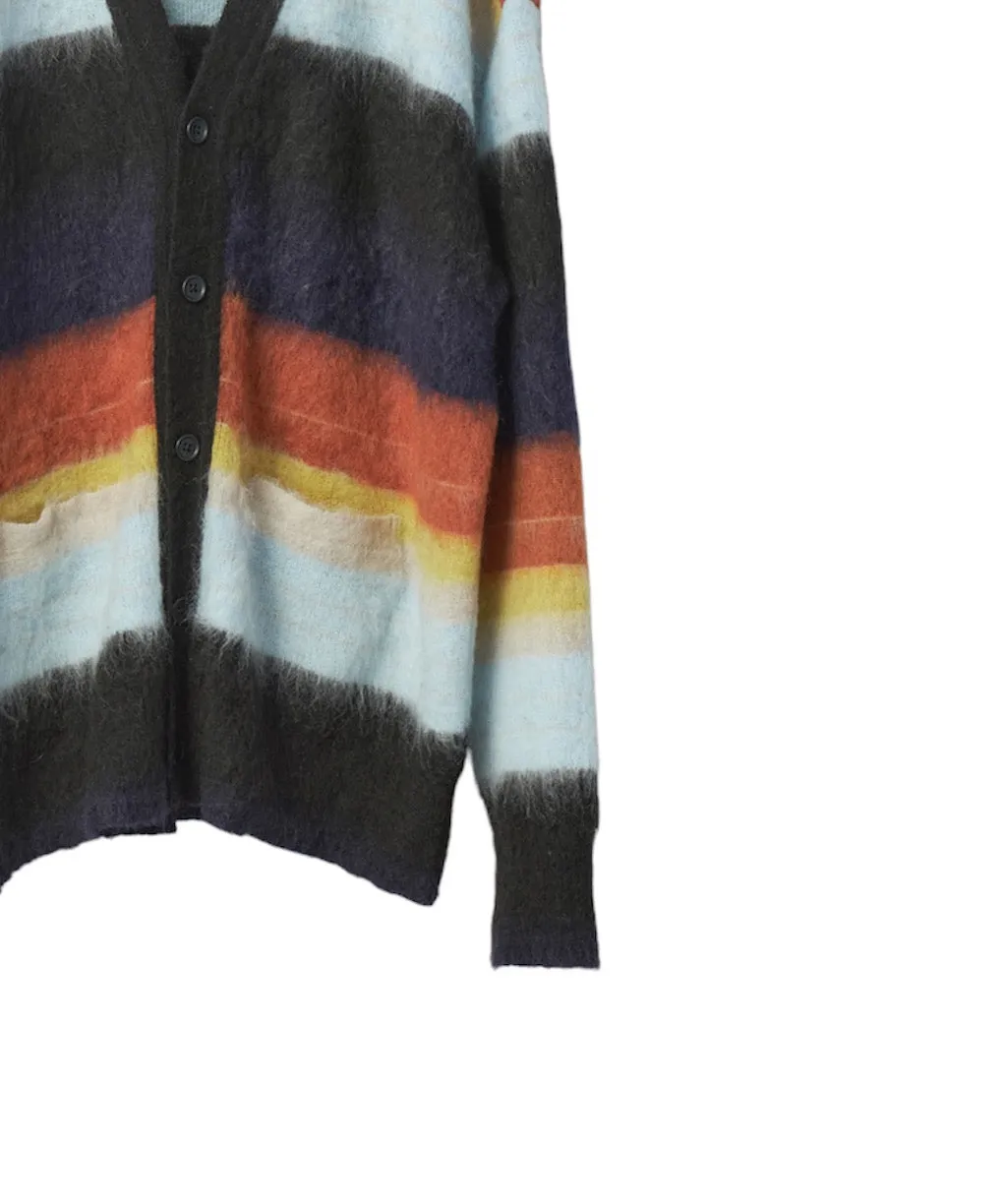 COLOR COMBINATION MOHAIR CARDIGAN "MULTI STRIPES"