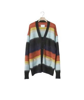 COLOR COMBINATION MOHAIR CARDIGAN "MULTI STRIPES"