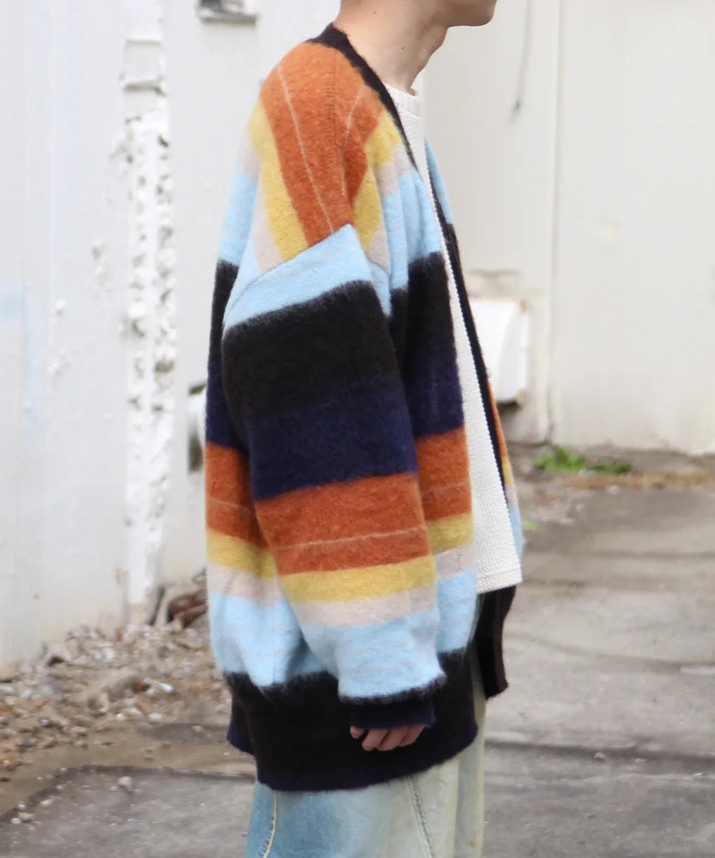 COLOR COMBINATION MOHAIR CARDIGAN "MULTI STRIPES"