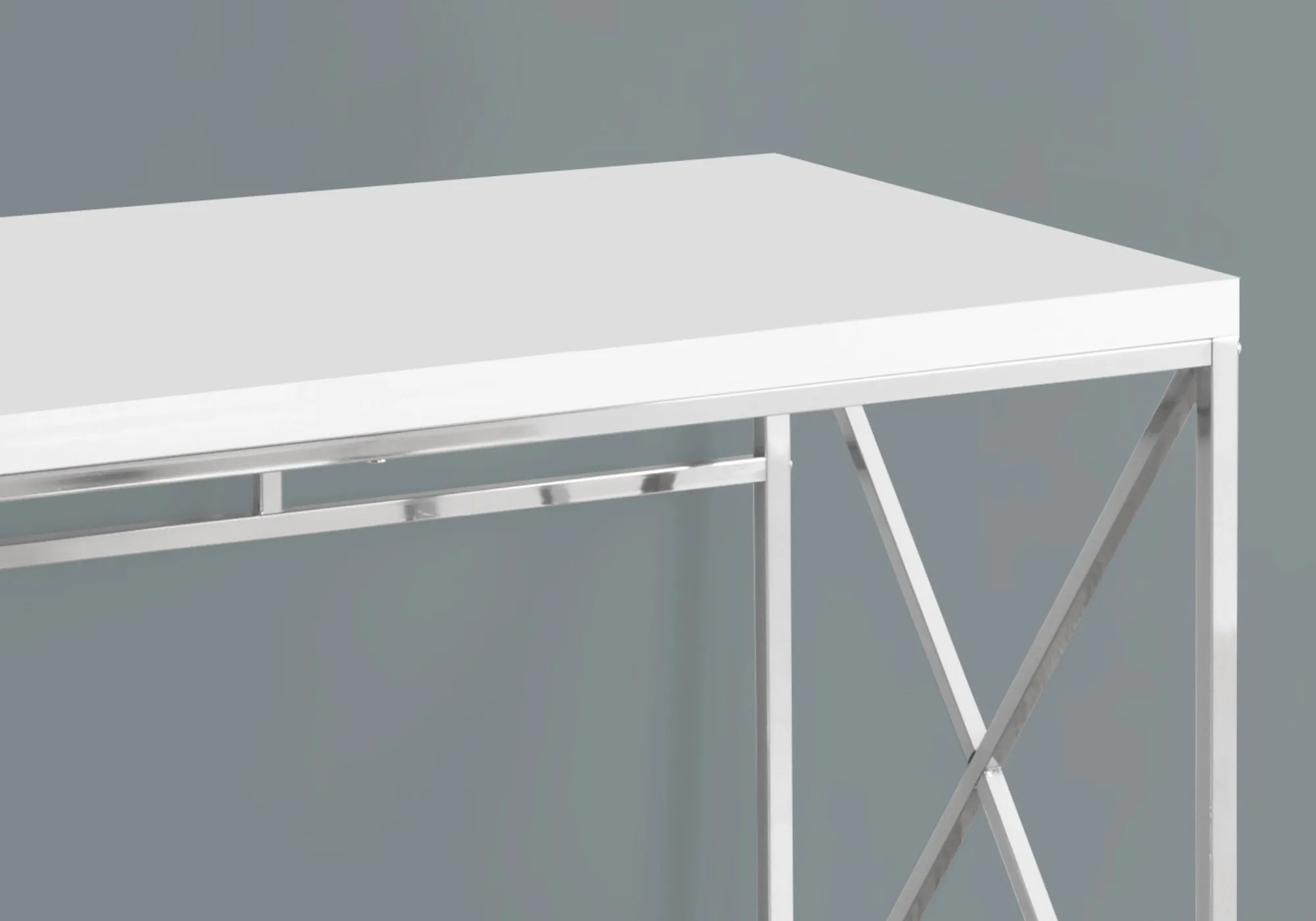 Computer Desk - 48"L / Glossy White / Chrome Metal