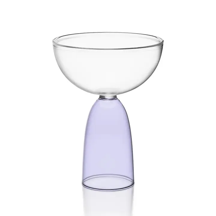 Coupe Cocktail Glass:  Halftone Clear   Lavender - Mamo