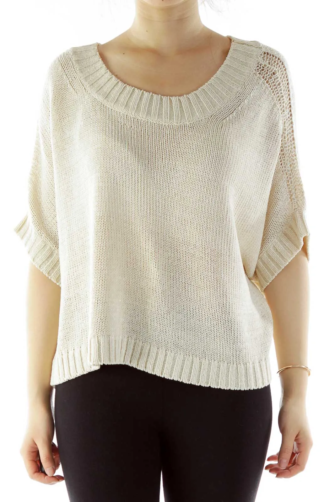 Cream Oversized Knit Top