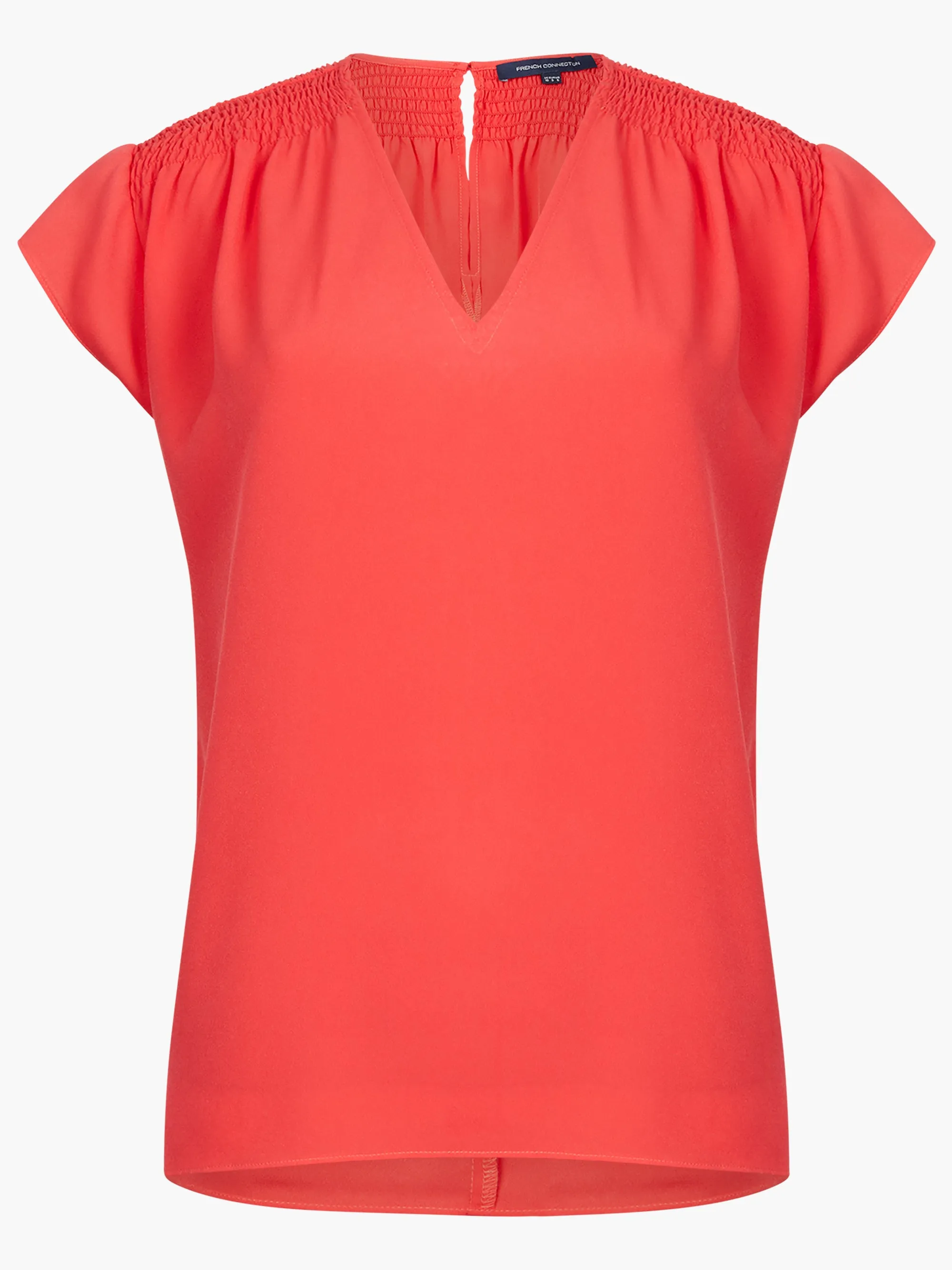 Crepe Light Smocked Shoulder V-Neck Top