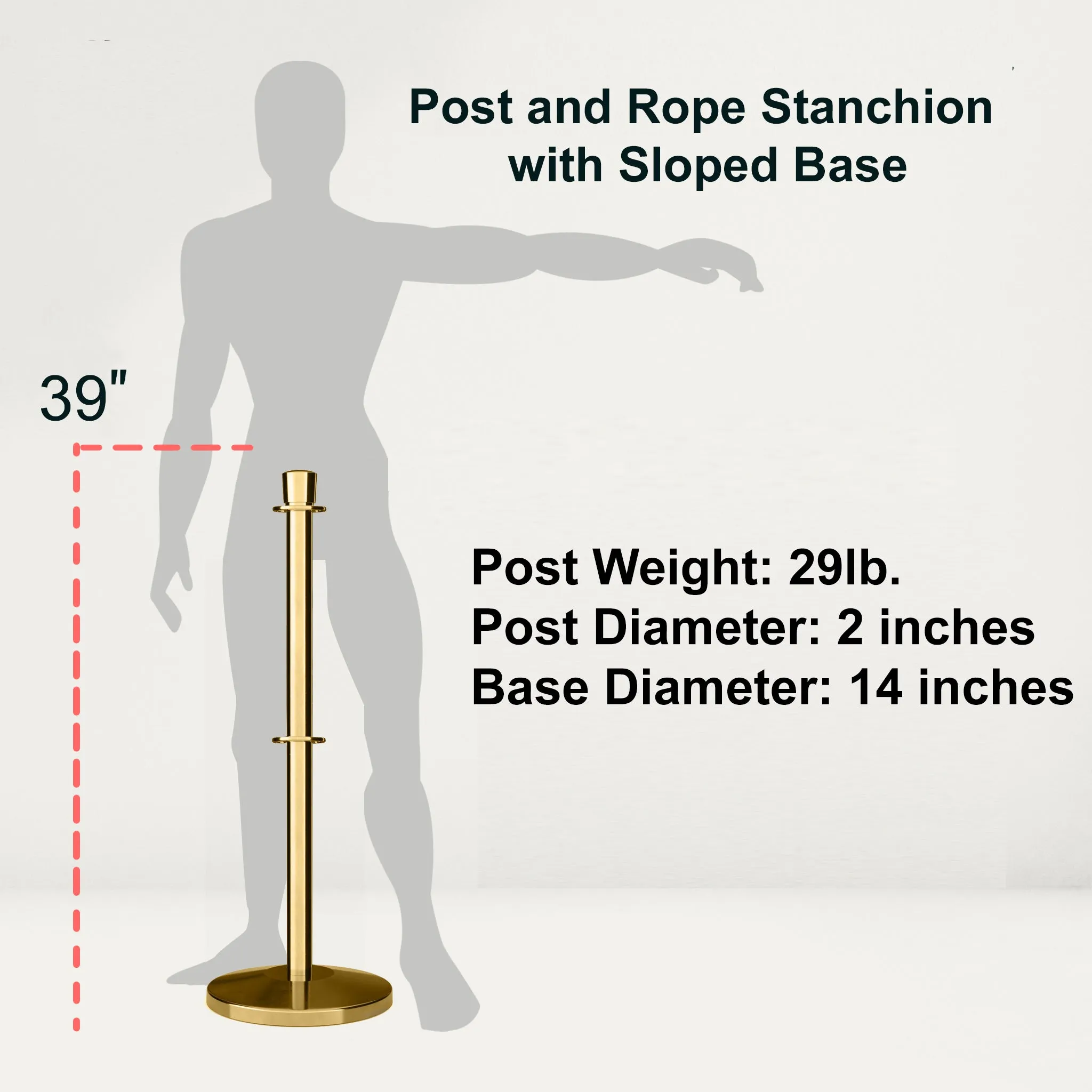 Crown Top Dual Rope Stanchion with Sloped Base - Montour Line CLineD