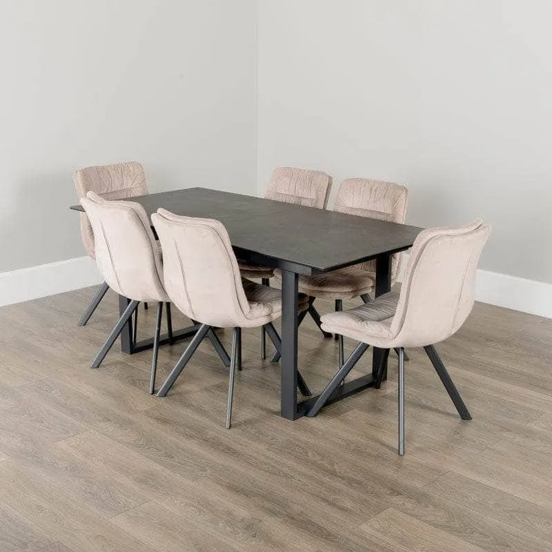 Cuba Table & 6 Aspen Taupe Dining Chairs
