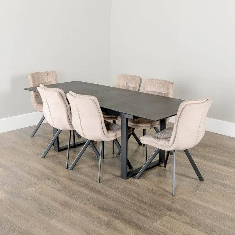 Cuba Table & 6 Aspen Taupe Dining Chairs