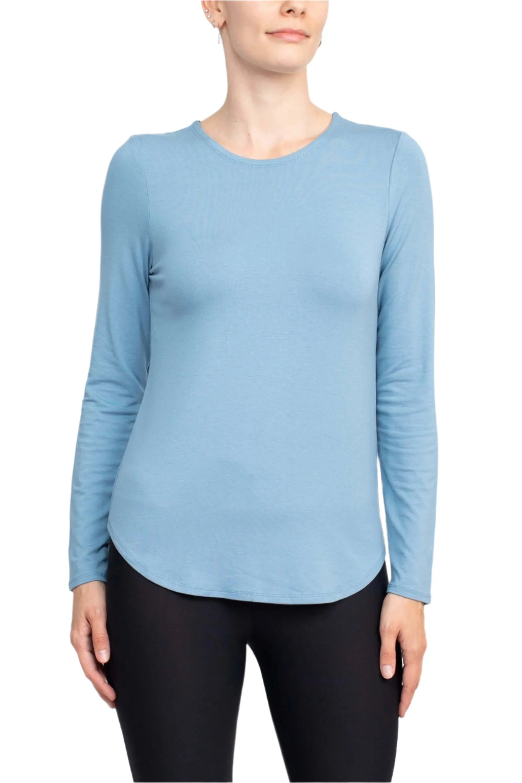 Cupio Crew Neck Long Sleeve Solid Knit Top