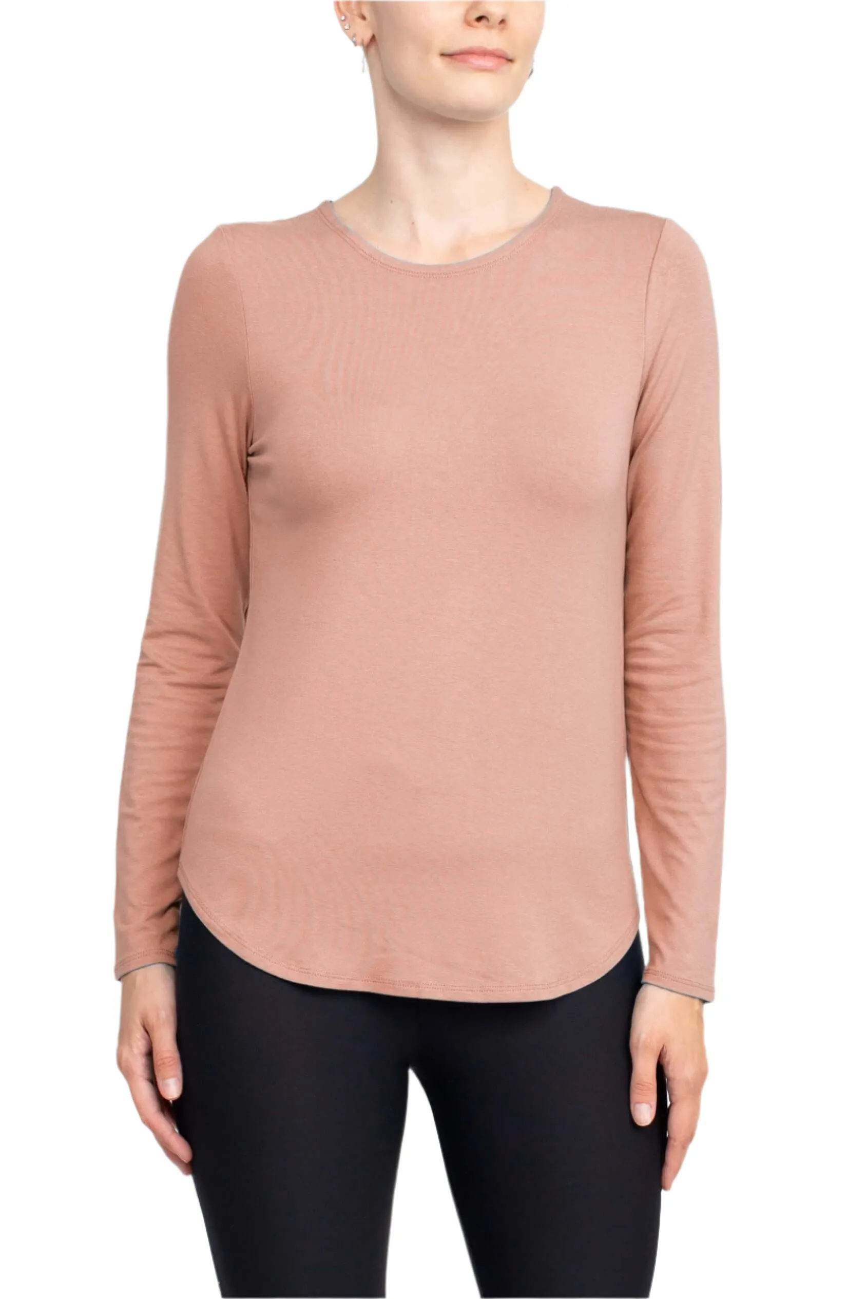 Cupio Crew Neck Long Sleeve Solid Knit Top