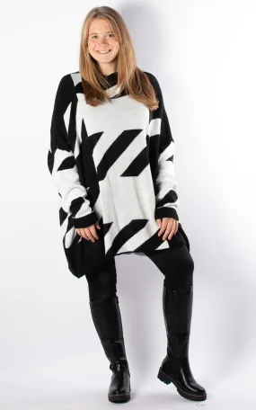 Dogtooth Knit Jumper | Black