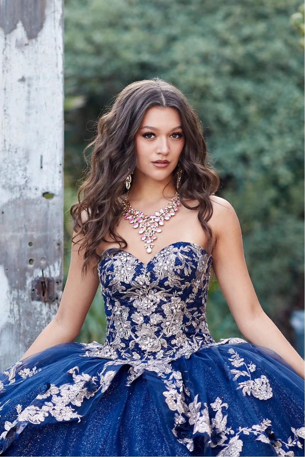 Embroidered Strapless Layered Ball Gown by Petite Adele PQ1051