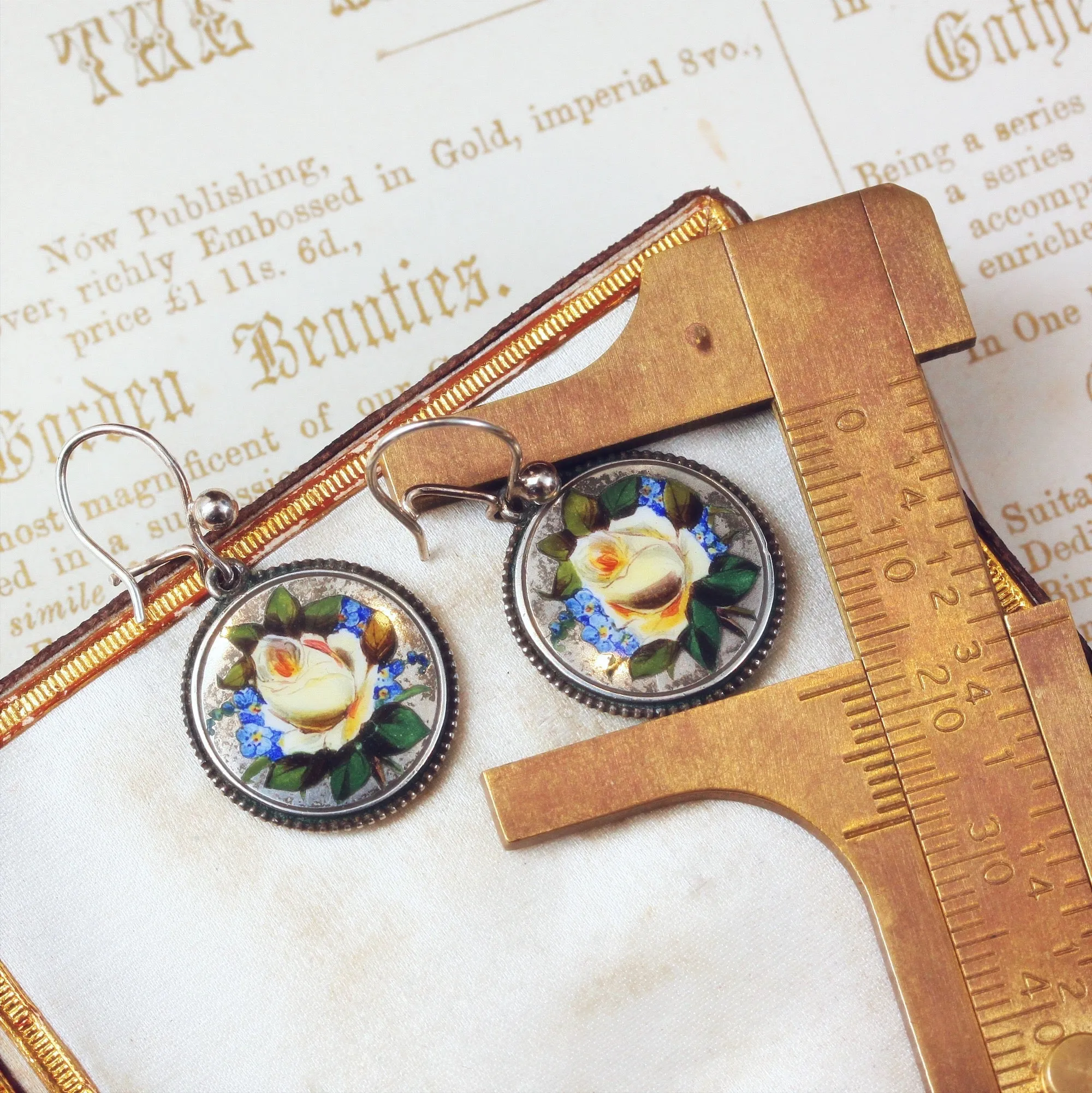 Enchanting Vintage Hand Enamelled Silver Earrings