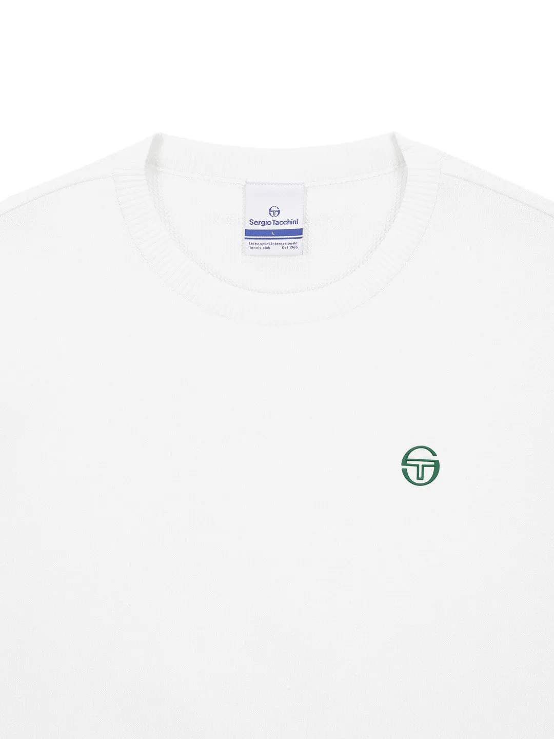Flag Tech Knit Crewneck Sweatshirt- Off White