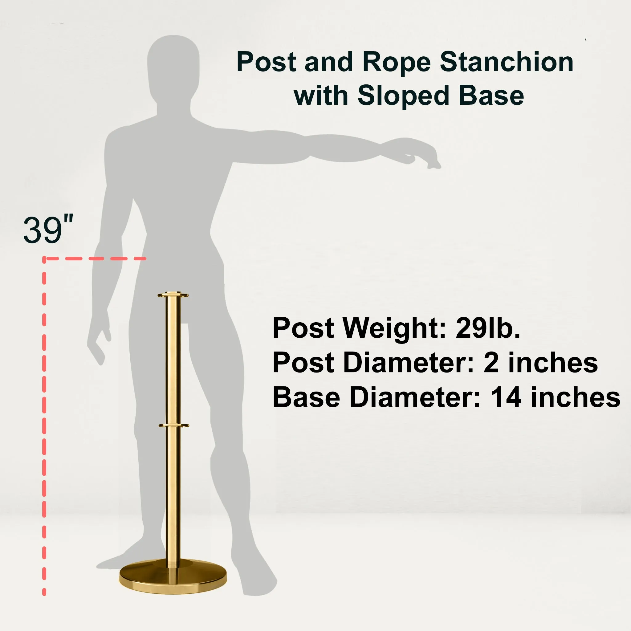 Flat Top Dual Rope Stanchion with Sloped Base - Montour Line CLineD