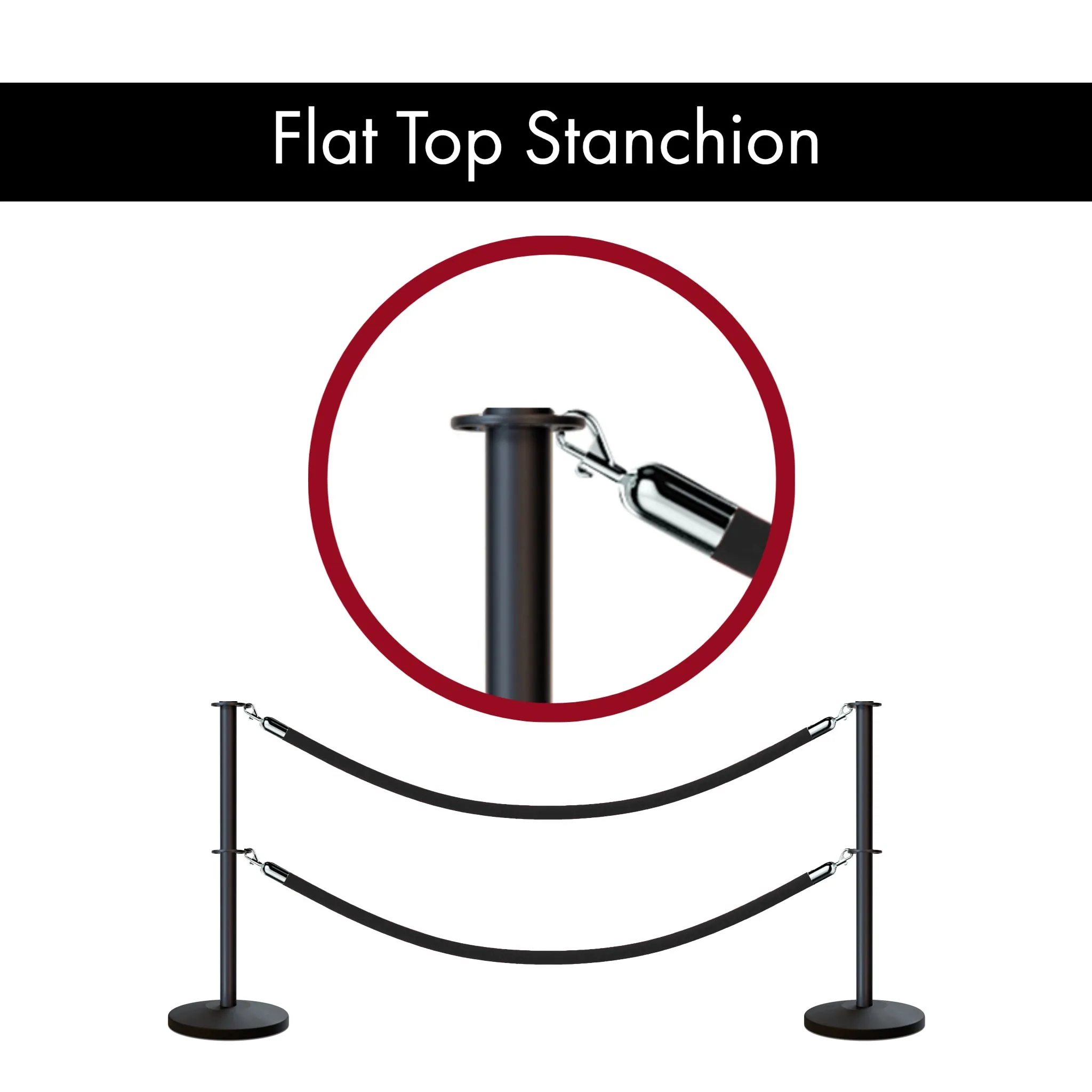 Flat Top Dual Rope Stanchion with Sloped Base - Montour Line CLineD