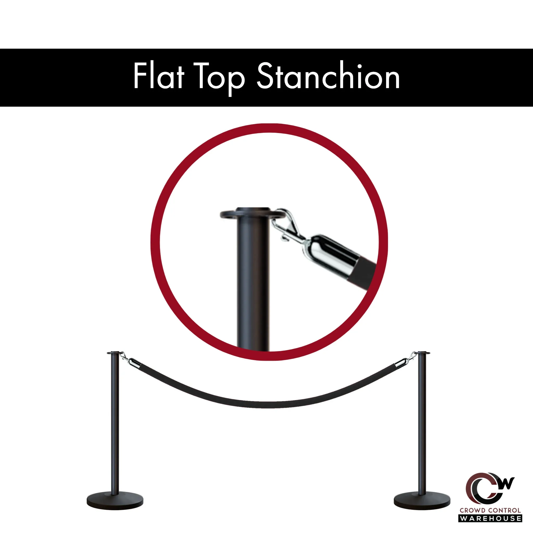 Flat Top Rope Stanchion with Sloped Base - Montour Line CLine