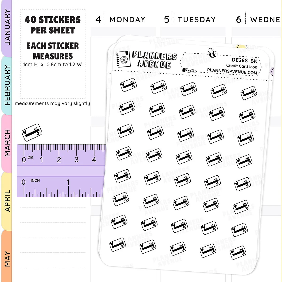 Foiled Credit Card Mini Icons Stickers
