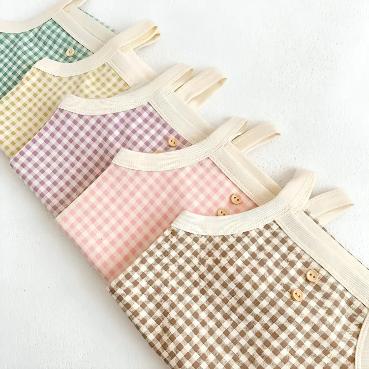 Gingham Plaid Cotton Baby Jumpsuit