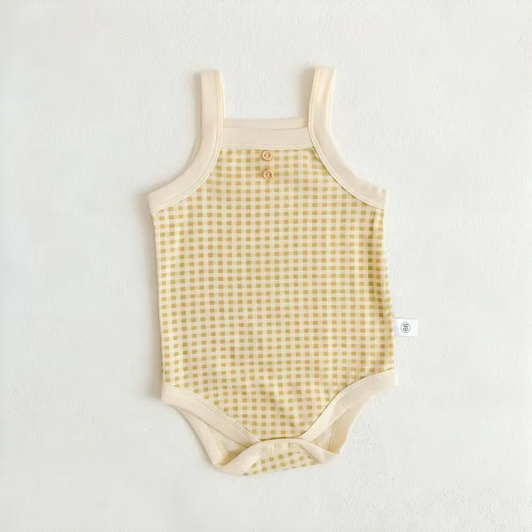Gingham Plaid Cotton Baby Jumpsuit