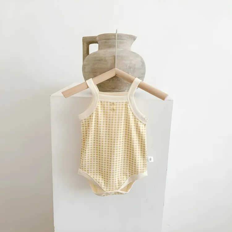 Gingham Plaid Cotton Baby Jumpsuit