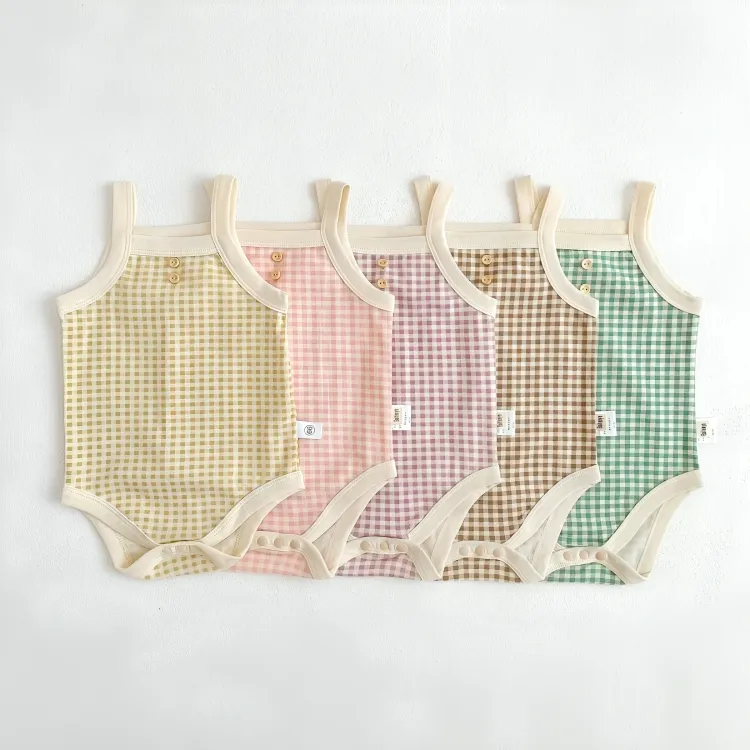 Gingham Plaid Cotton Baby Jumpsuit