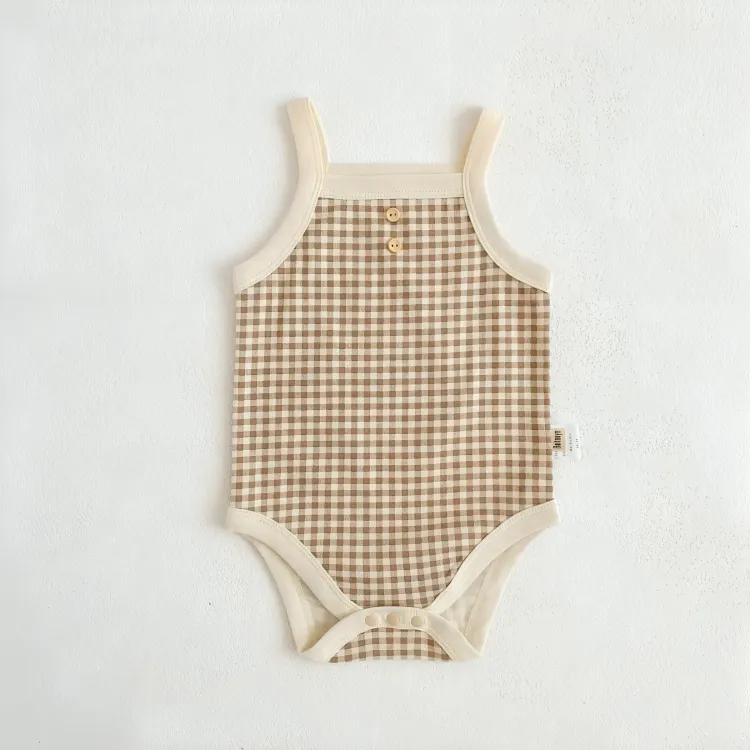 Gingham Plaid Cotton Baby Jumpsuit