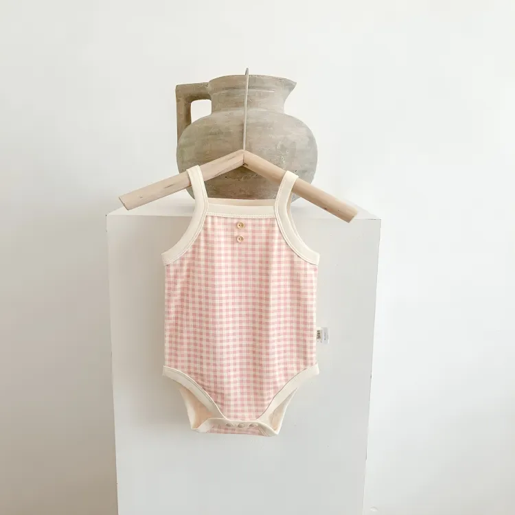 Gingham Plaid Cotton Baby Jumpsuit
