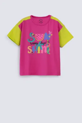 GIRLS COLOR BLOCKING T SHIRT
