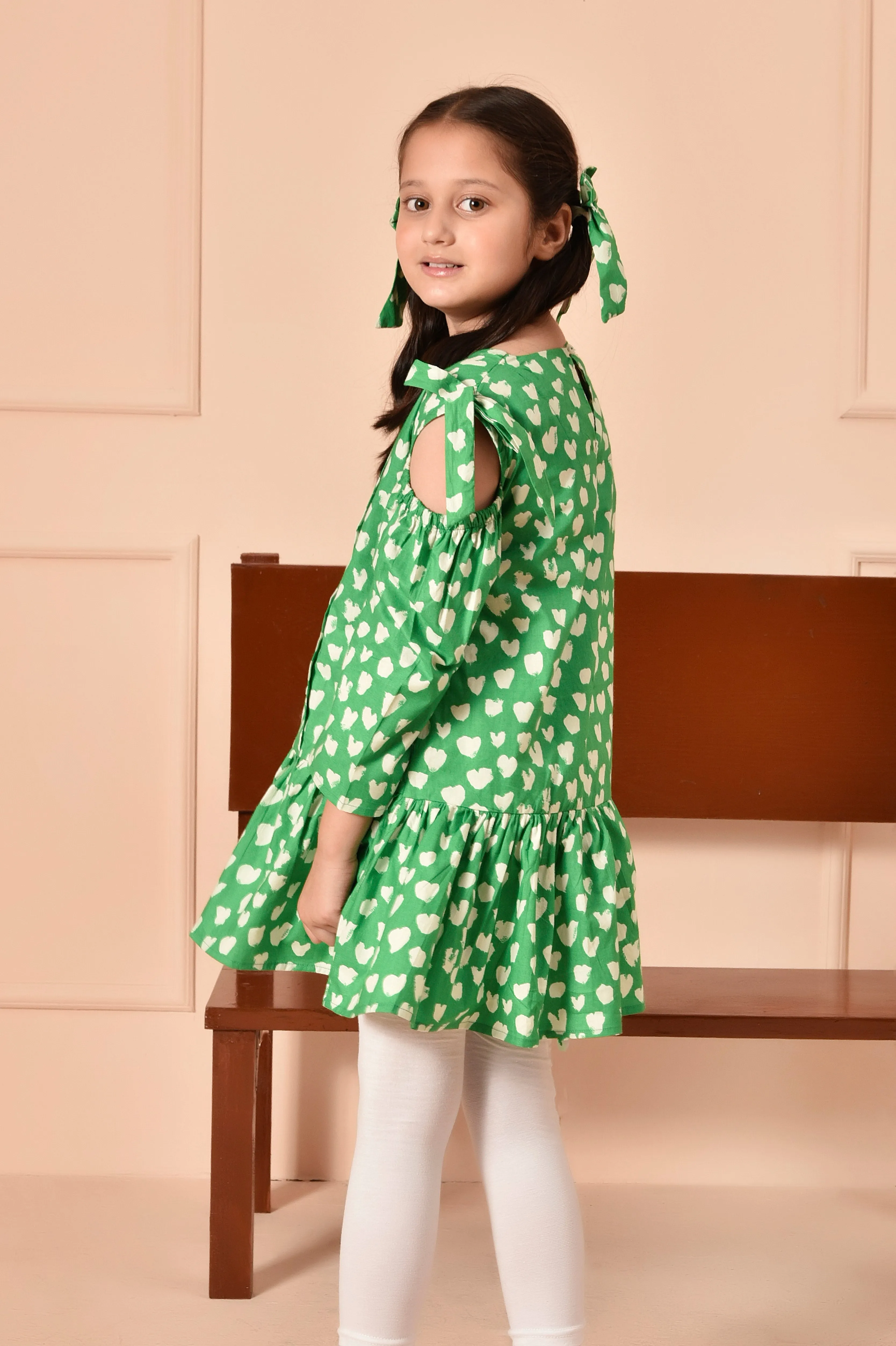 Green Heart Print Top
