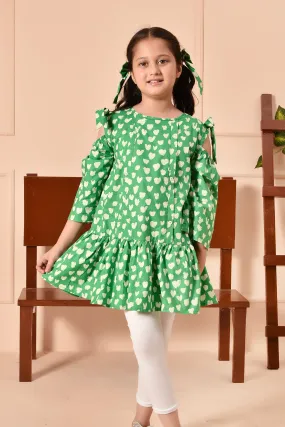 Green Heart Print Top