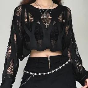 Grunge Knit Crop Long Sleeve