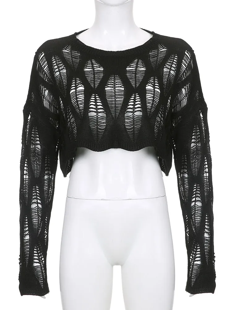 Grunge Knit Crop Long Sleeve