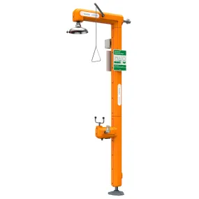 Guardian GFR3501 Heated Safety Station with Eyewash, Stainless Steel Pipe/Fittings, Top Inlet, Rated for Class I, Division 2 Environment, Single pole, double throw flow switch for remote sensing capability