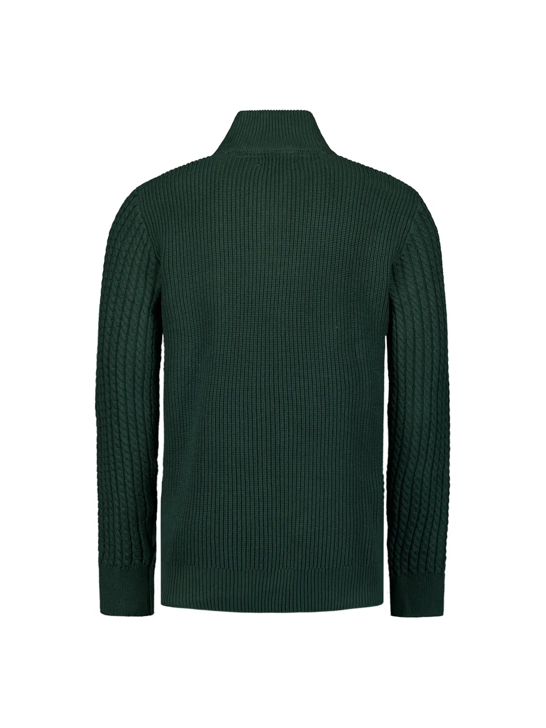 Half-Zip Knit with Buttons in Solid Jacquard: Classic Elegance and Comfort | Dark Green