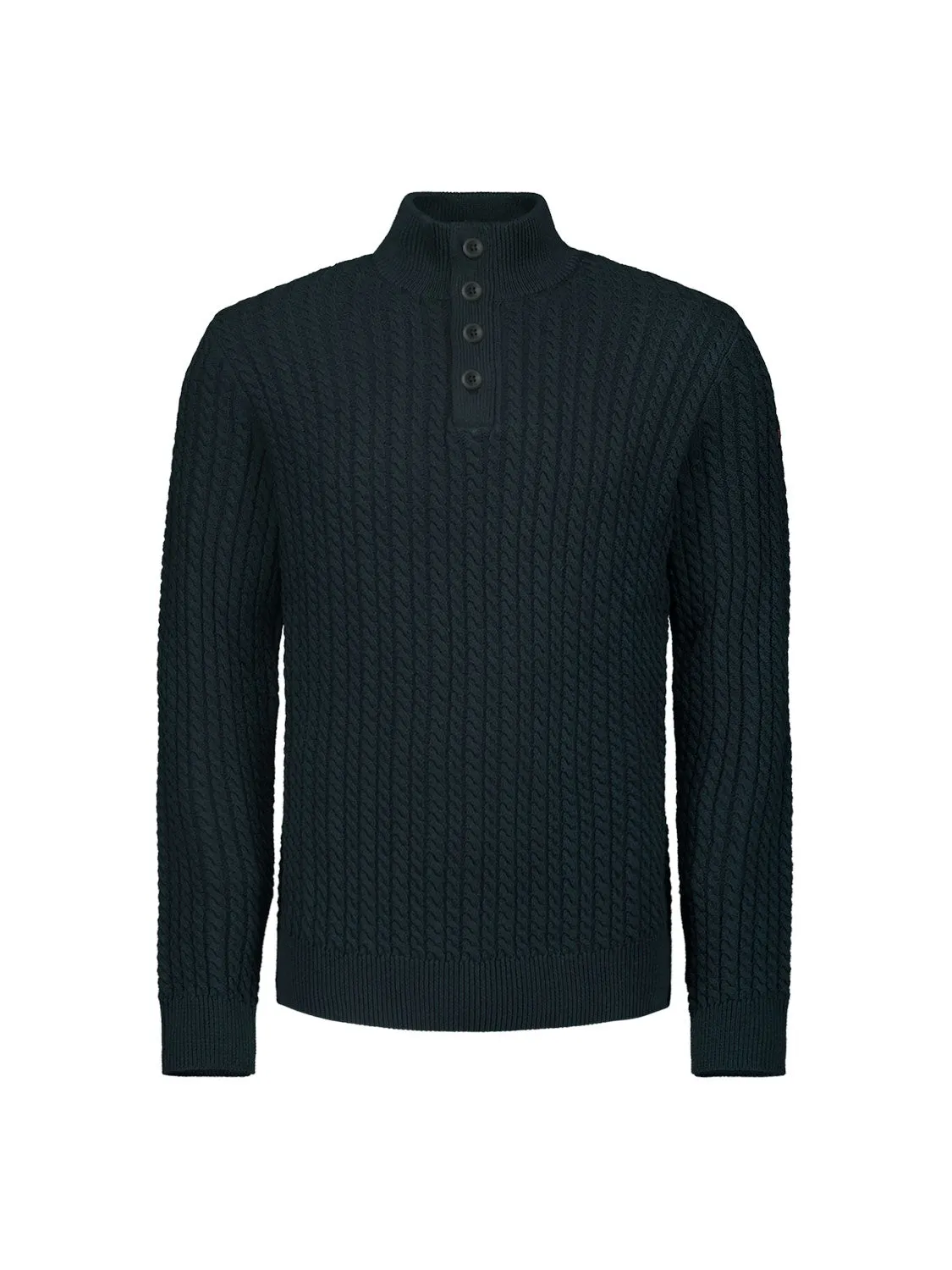 Half-Zip Knit with Buttons in Solid Jacquard: Classic Elegance and Comfort | Night