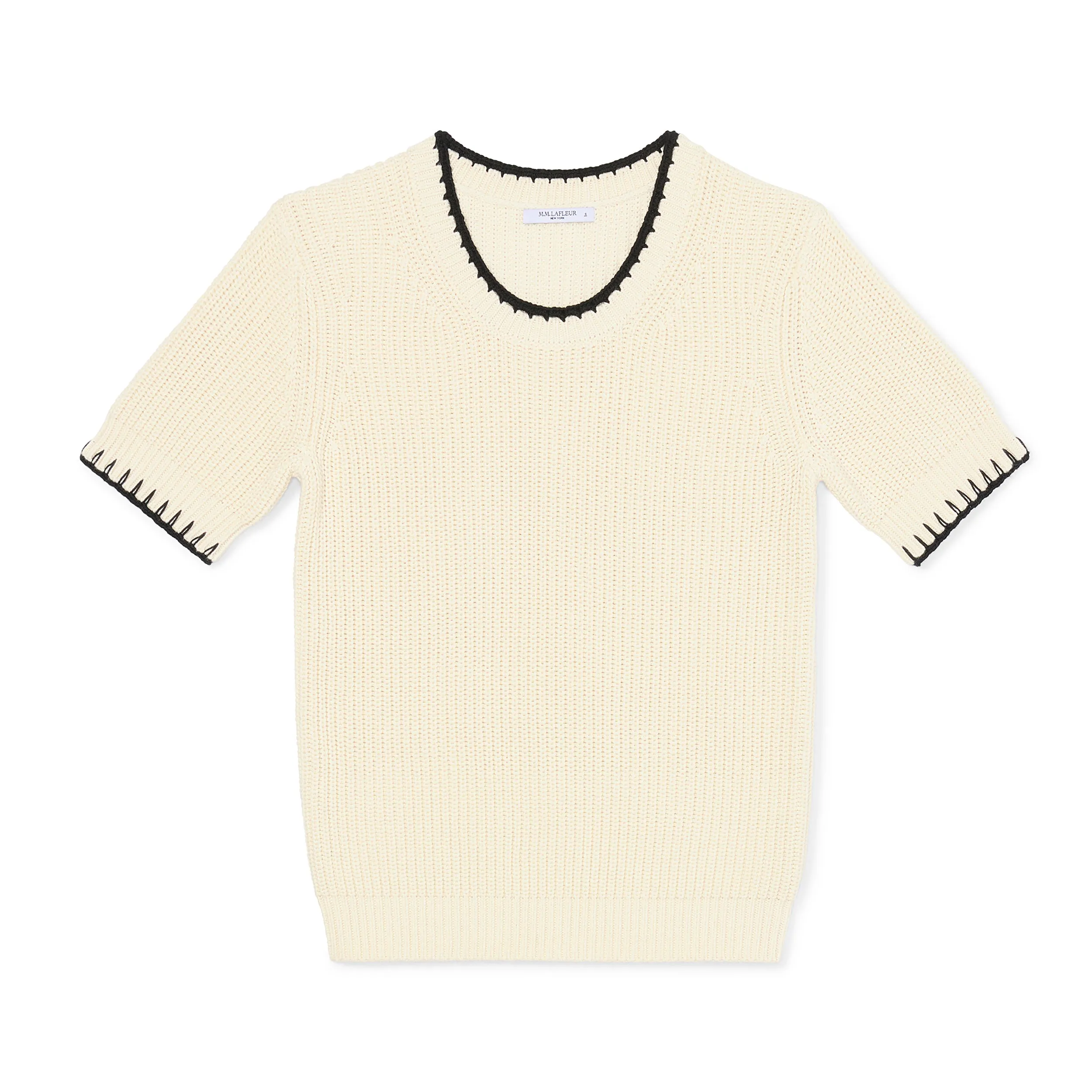 Hallie Top - Contrast Knit :: Ivory/Black