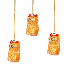 Handpainted Ornament Cat Figurine - Pack of 3