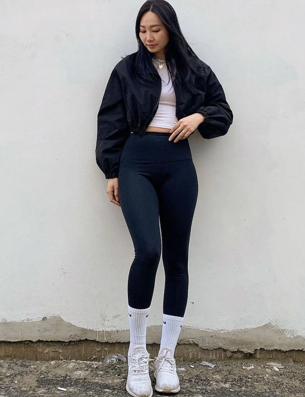High Waist Running Pants darknavy ins_Running