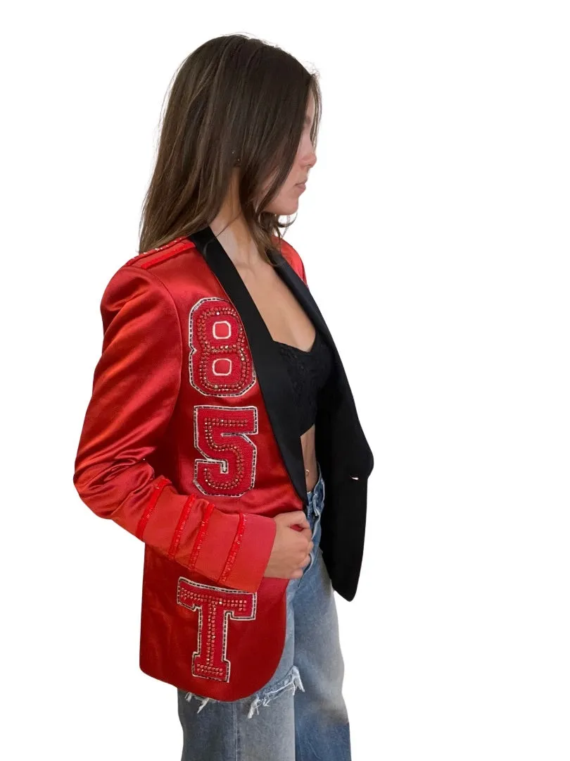 Hilfiger Collection Red Blazer w Embellished Detail. Size: M