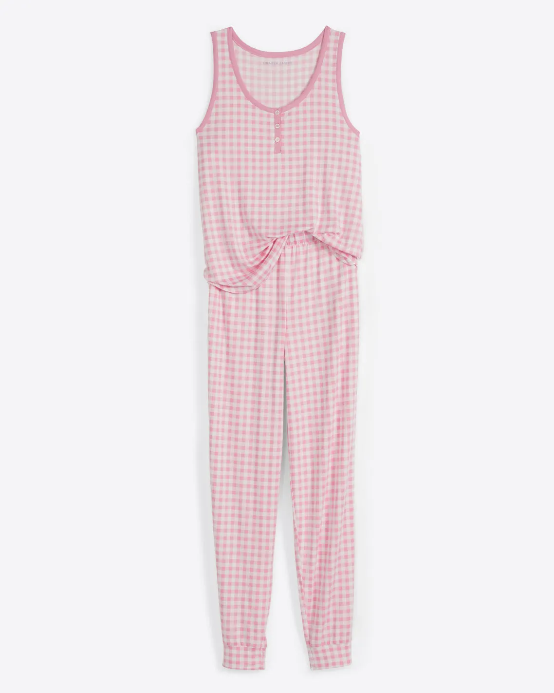 Hillary Pajama Set in Light Pink Gingham