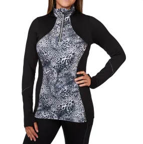 Hot Chillys Elite Inset Leopard Print Zip-T - Women's