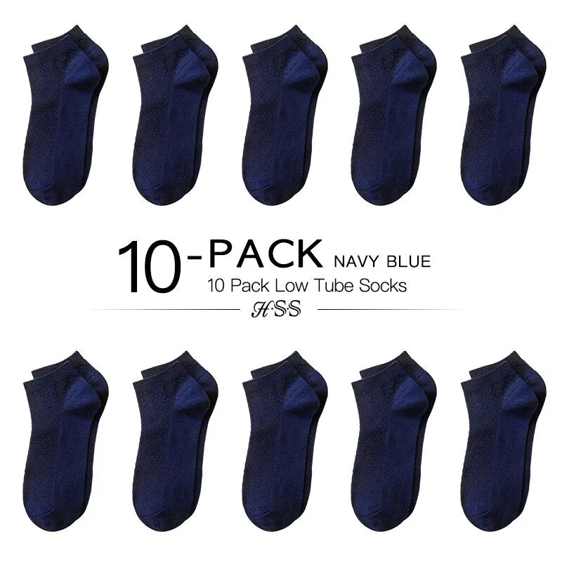 HSS Brand 10 Pairs/Lot Men Bamboo Fiber Socks Men Compression Summer Middle Socks Business Casual Mens Low Sock Big Size EU38-45