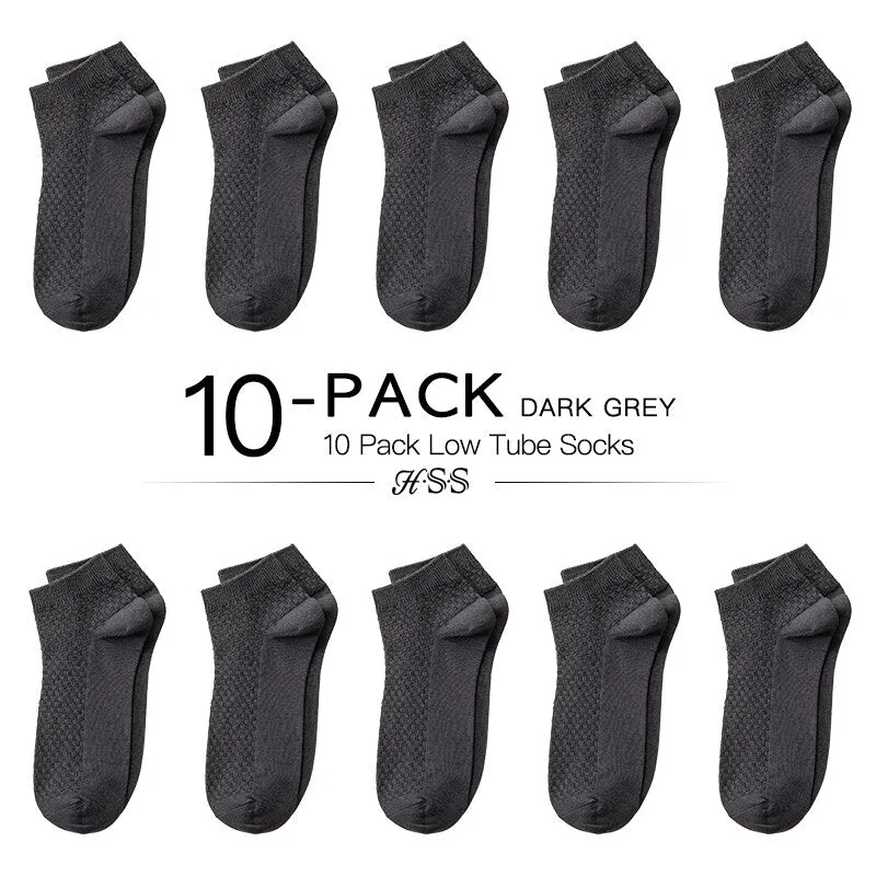 HSS Brand 10 Pairs/Lot Men Bamboo Fiber Socks Men Compression Summer Middle Socks Business Casual Mens Low Sock Big Size EU38-45