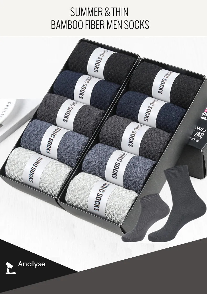 HSS Brand 10 Pairs/Lot Men Bamboo Fiber Socks Men Compression Summer Middle Socks Business Casual Mens Low Sock Big Size EU38-45